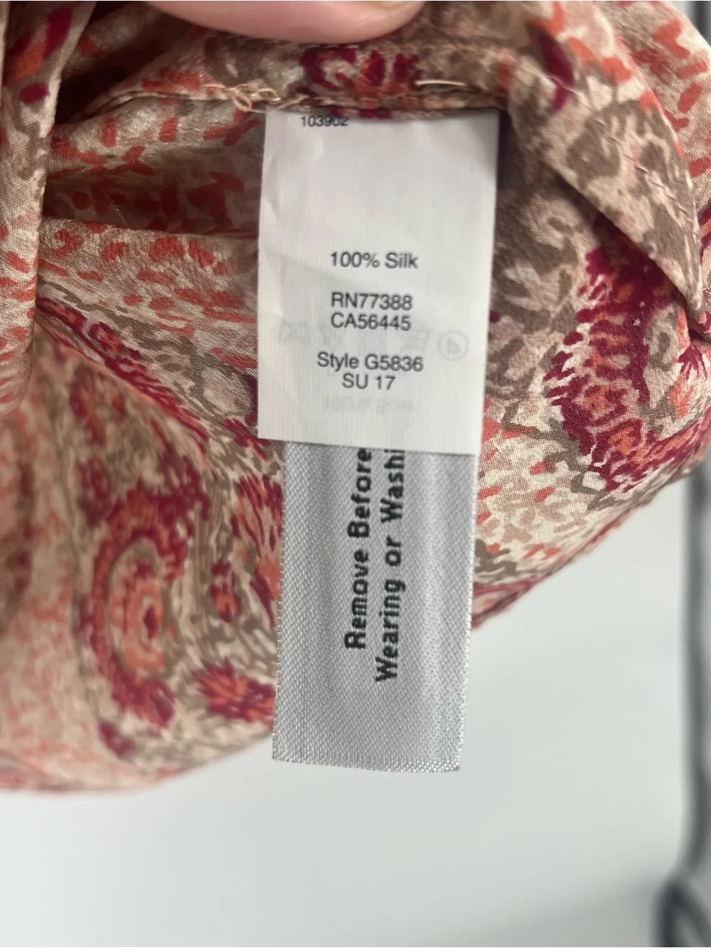 Madewell Red and Cream Paisley Off-Shoulder Blouse